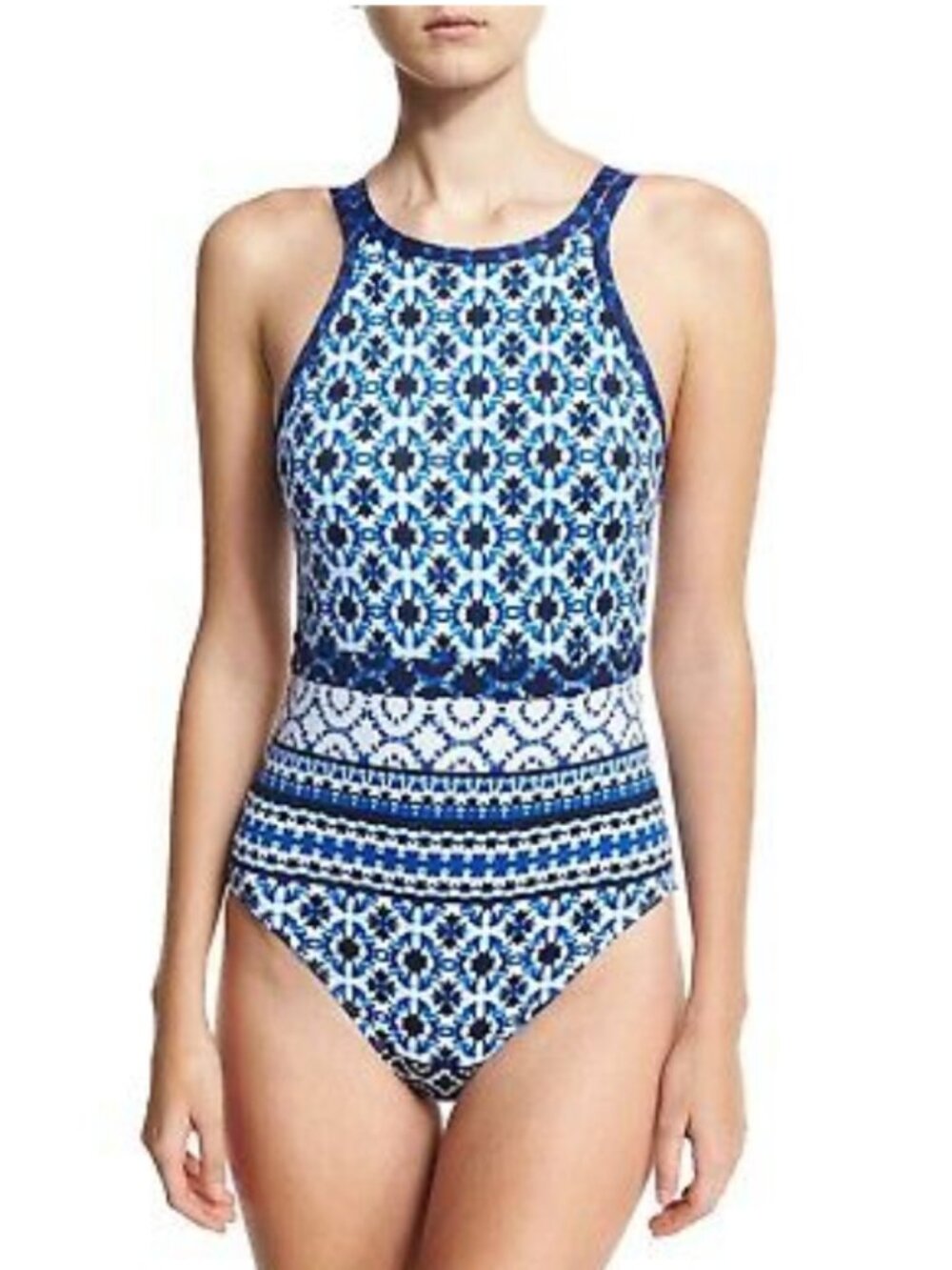 EUC Tommy Bahama Blue/White Tie Dye Shibori One Piece Swimsuit in Women's 16